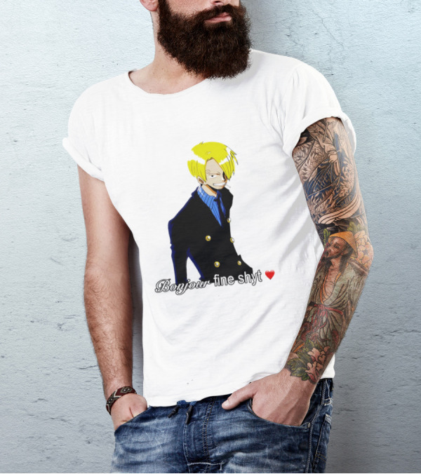 Vinsmoke Sanji Bonjour Fine Shyt Cartoon Character Heart Icon T-Shirt