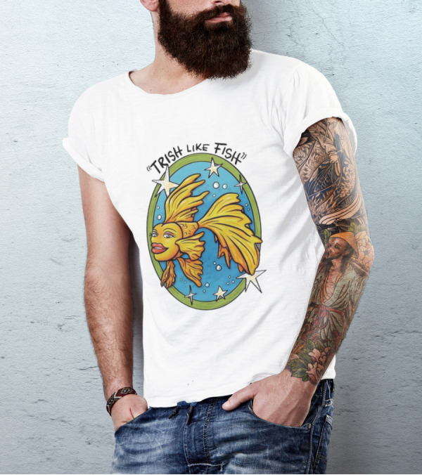 Trish Like Fish Goldfish With Stars And Bubbles T-Shirt