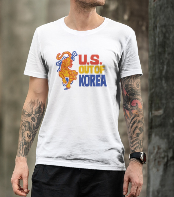 U.S. Out Of Korea Tiger Graphic Retro Style T-Shirt