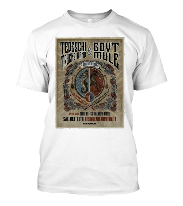 Tedeschi Trucks Band & Gov’t Mule Live In 25 Macon Georgia October 11 Atrium Health Amphitheater Special Guest Jiane Betts & Palmetto Motel T-Shirt