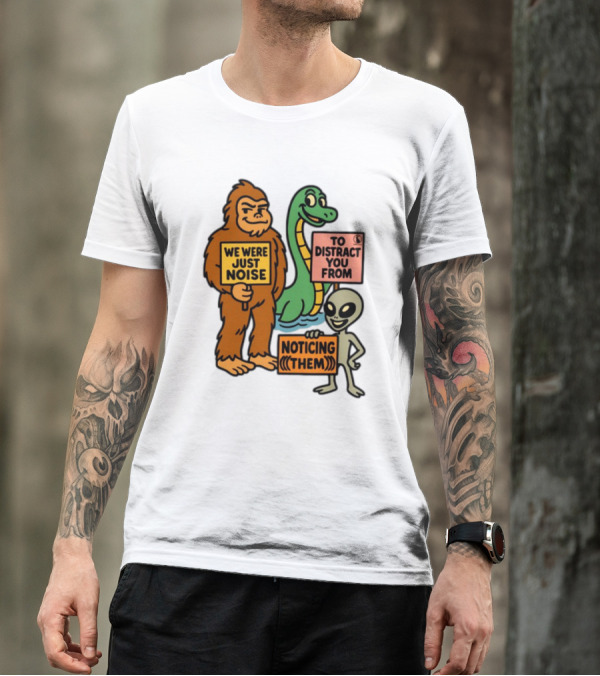 We Were Just Noise To Distract You From Noticing Them Cryptids Alien Signs T-Shirt