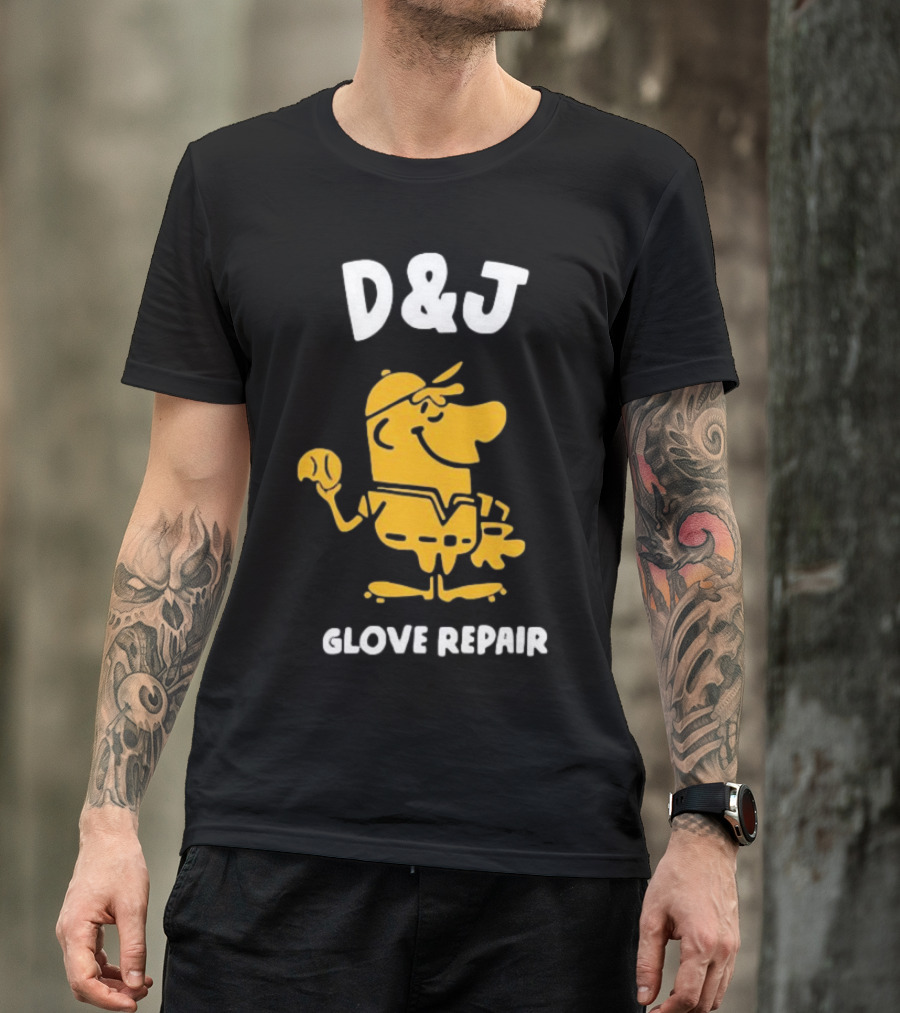 D&J Glove Repair Baseball Character With Cap And Ball T-Shirt