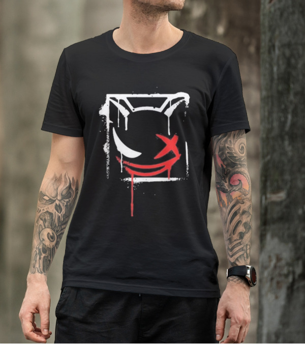 Kreekcraft Graffiti Smiling Face With Dripping Red X T-Shirt