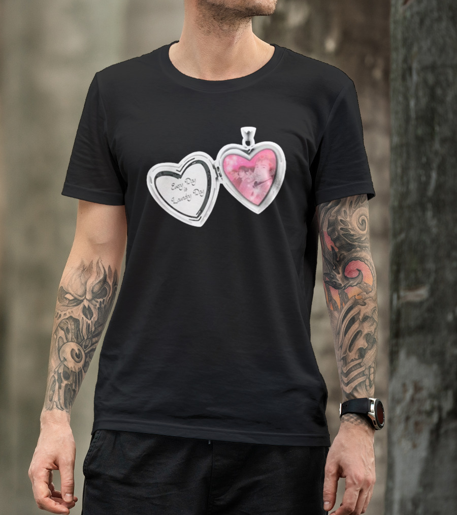 Every Day Laundry Day Heart Locket Pink Photo Charm T-Shirt