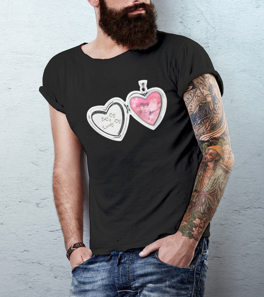 Every Day Laundry Day Heart Locket Pink Photo Charm T-Shirt