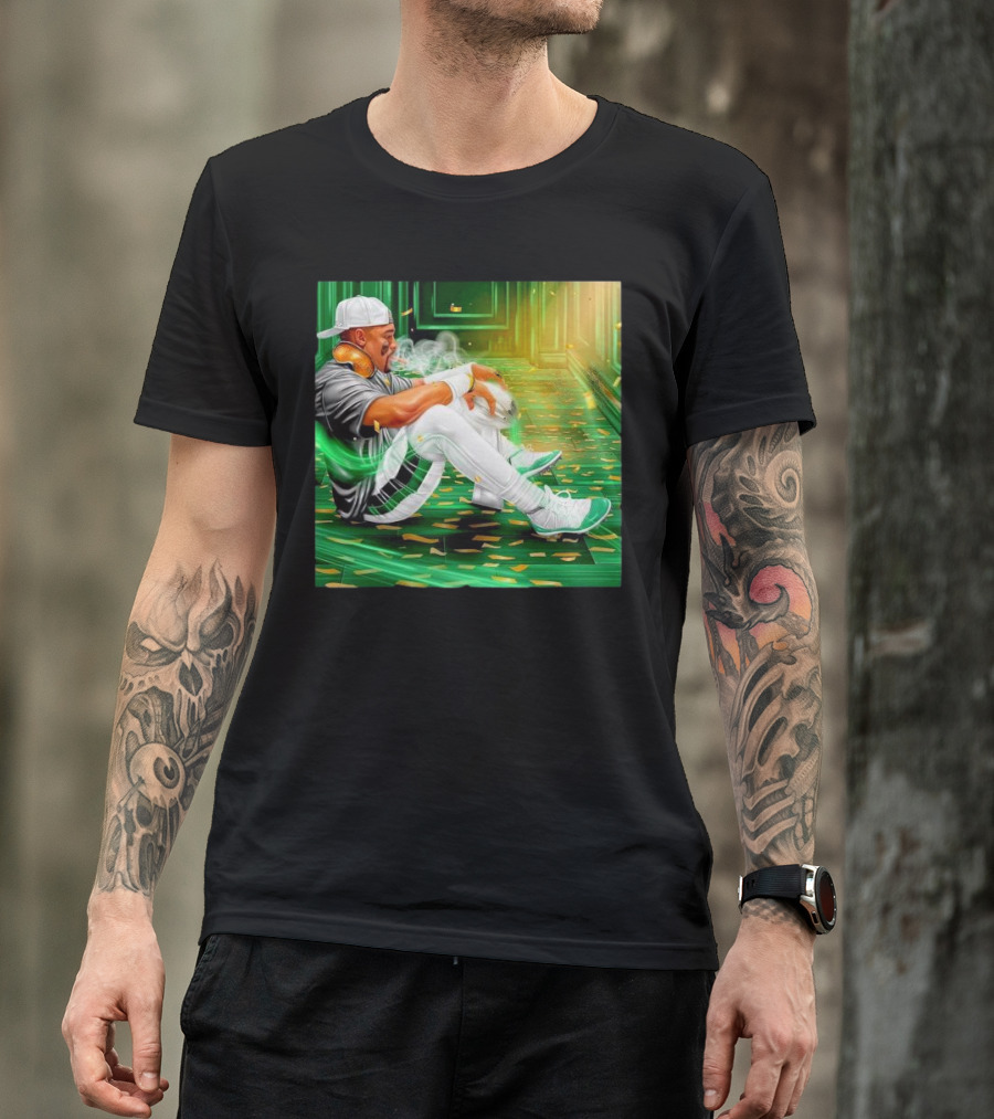 Legendary Jalen Hurts Smoking Cigar MVP Champs Celebration Green Aura T-Shirt
