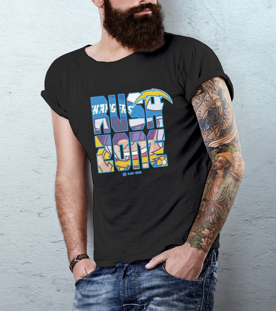 Los Angeles Chargers Rush Zone Cartoon Football T-Shirt