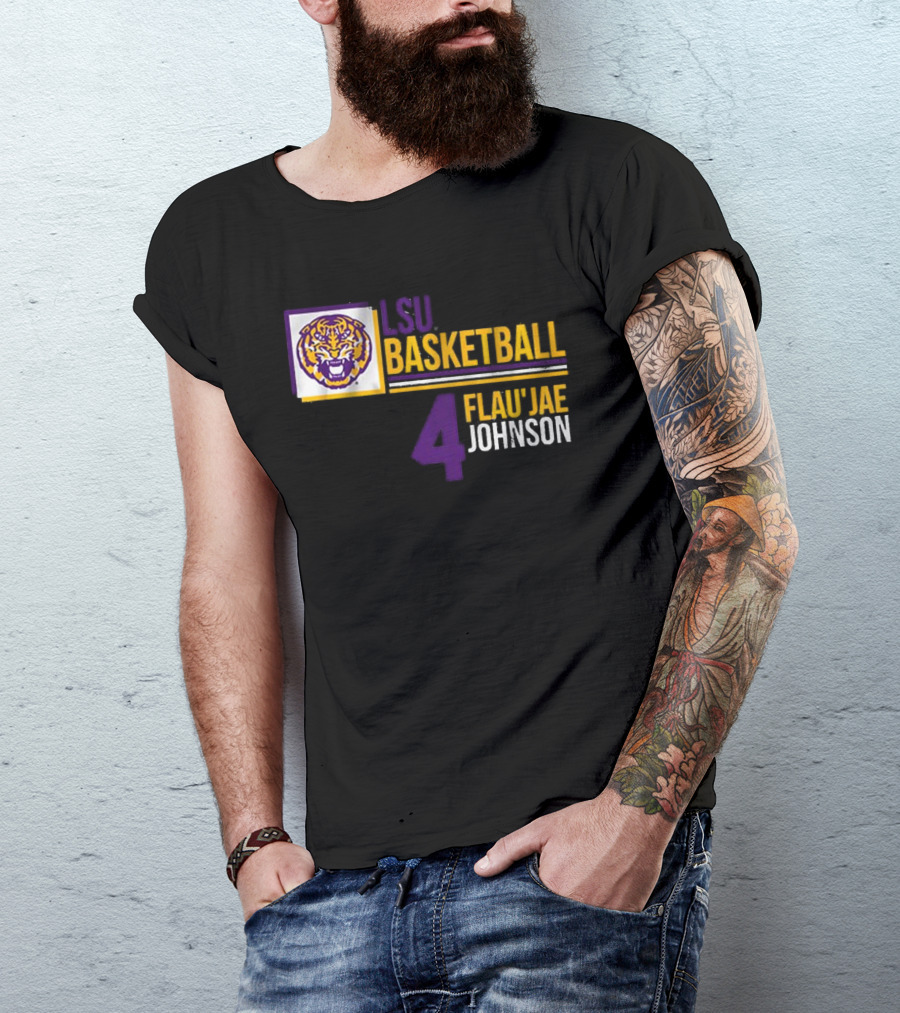 LSU Basketball Flau’Jae Johnson 4 Tiger Logo T-Shirt