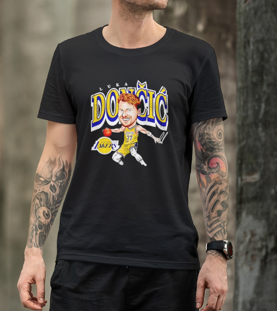 Luka Doncic Los Angeles Lakers Cartoon Lakers Logo T-Shirt