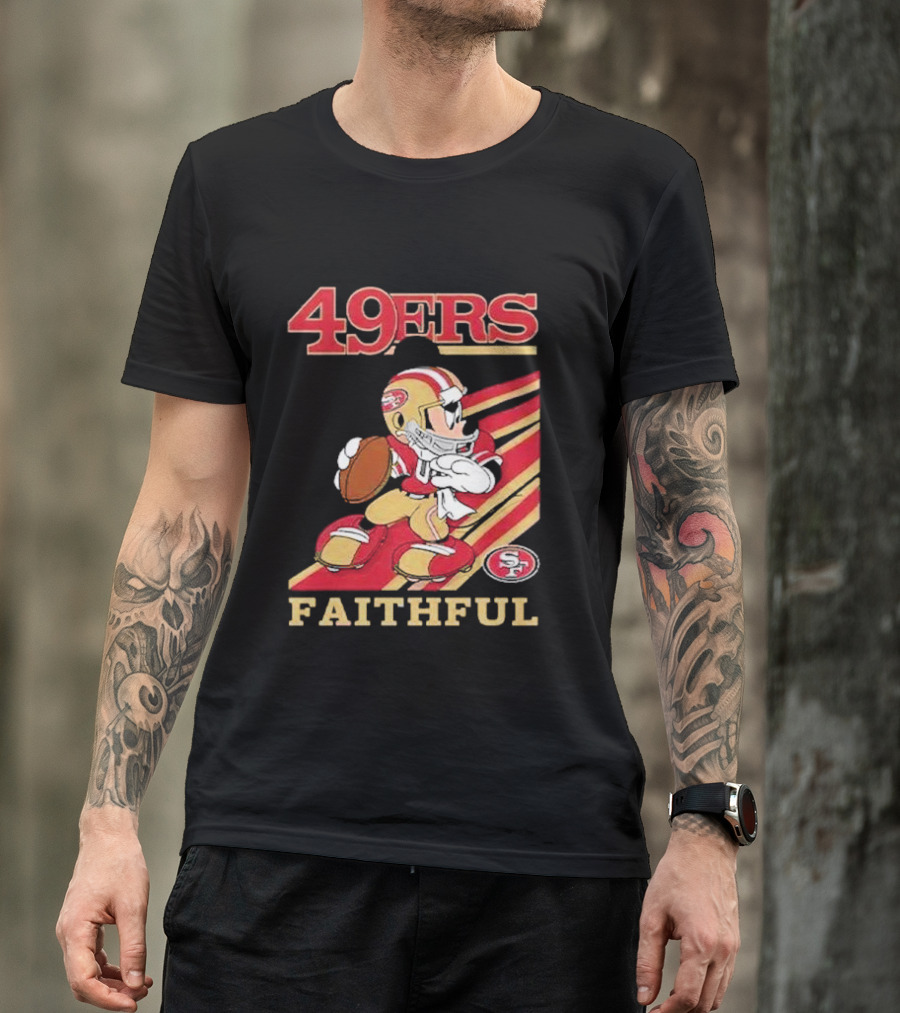 49ers Faithful Mickey Mouse Football Player T-Shirt