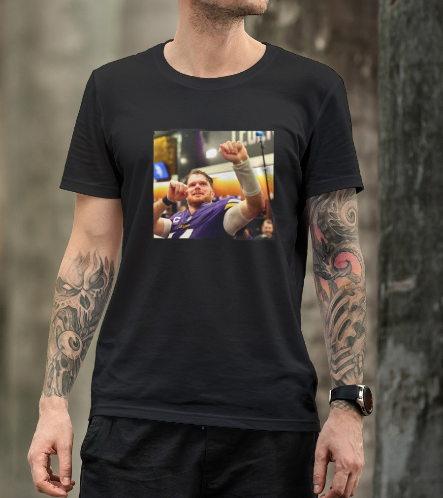 Minnesota Vikings Locker Room Celebration NFL Sam Darnold Insight T-Shirt