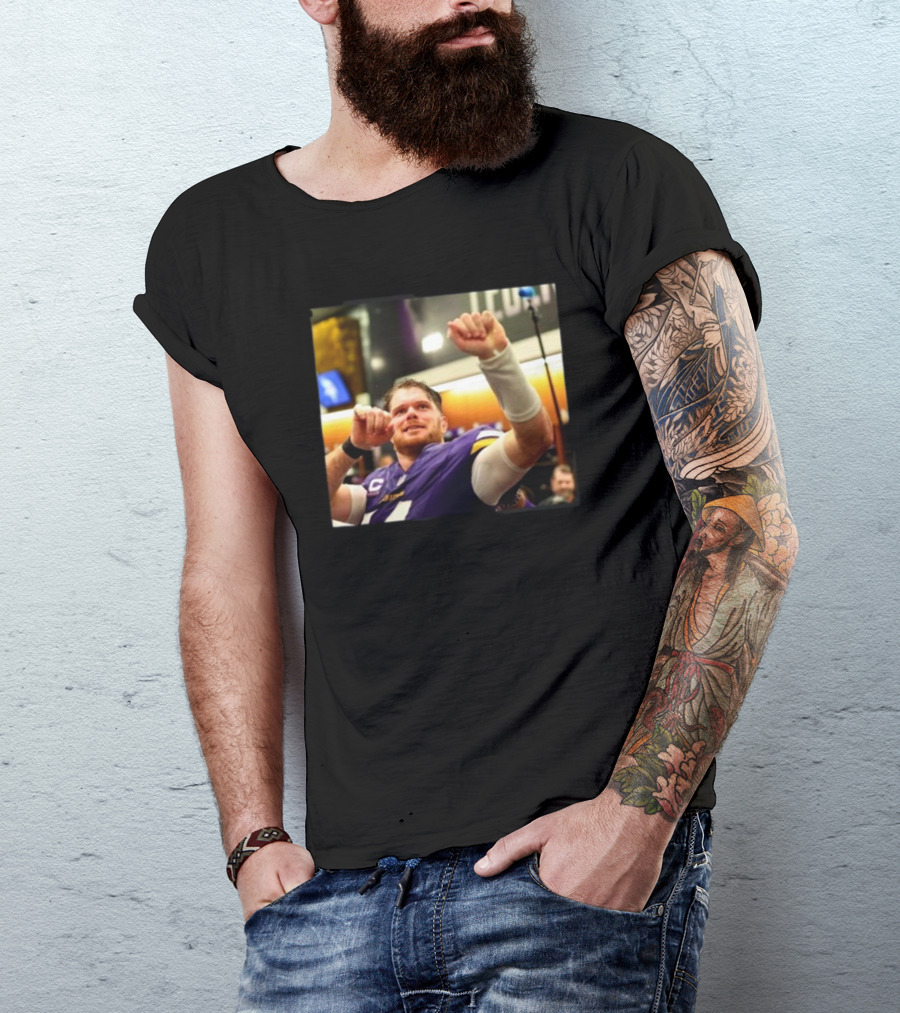 Minnesota Vikings Locker Room Celebration NFL Sam Darnold Insight T-Shirt