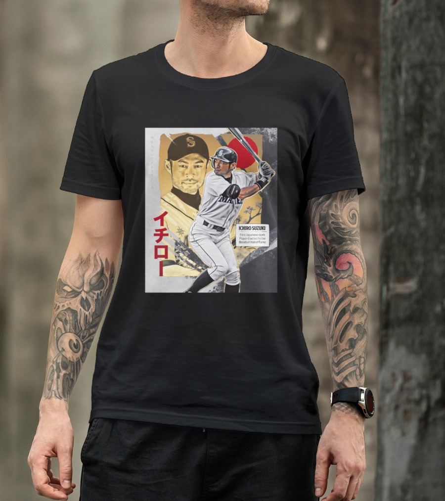 Ichiro Suzuki Seattle Mariners First Japanese-Born Player Elected To Baseball Hall Of Fame Red Sun T-Shirt
