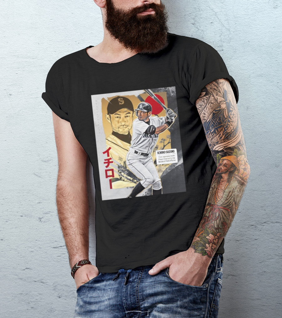 Ichiro Suzuki Seattle Mariners First Japanese-Born Player Elected To Baseball Hall Of Fame Red Sun T-Shirt