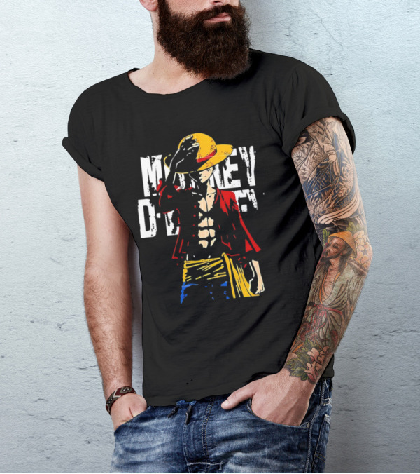 Monkey D Luffy One Piece Anime Character Iconic Straw Hat Pirate Outfit T-Shirt