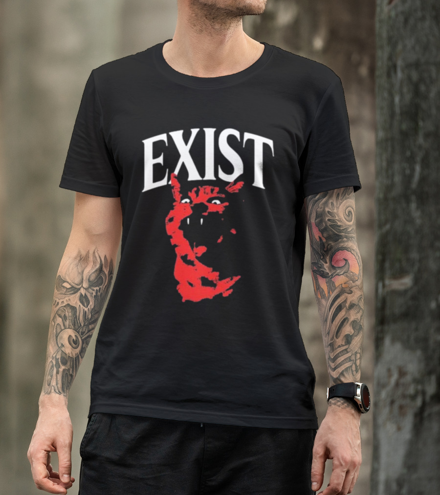 Mynameistuv Exist Red Cat Face T-Shirt