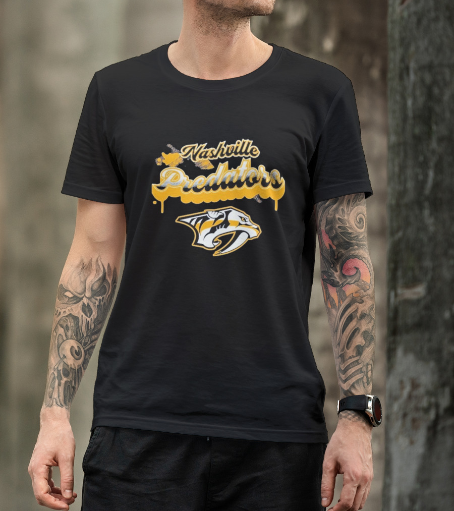 Nashville Predators Bubbly Script Ice Hockey Team Logo T-Shirt