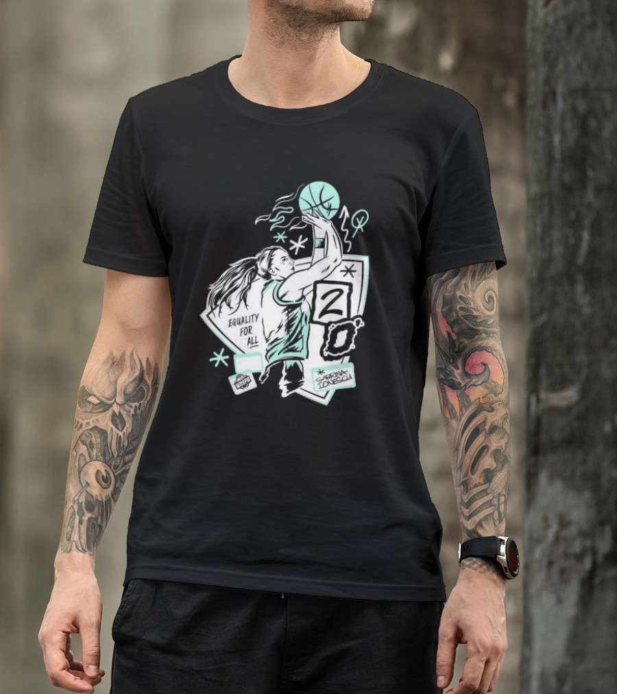 New York Liberty Sabrina Ionescu Equality For All Liberty Statue Basketball T-Shirt
