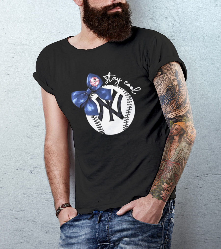 New York Yankees Stay Cool Bow Baseball Girls Fashion T-Shirt