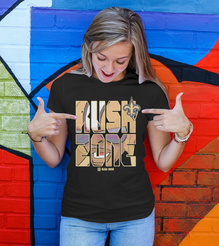 New Orleans Saints Rush Zone NFL Cartoon Fleur-de-Lis T-Shirt