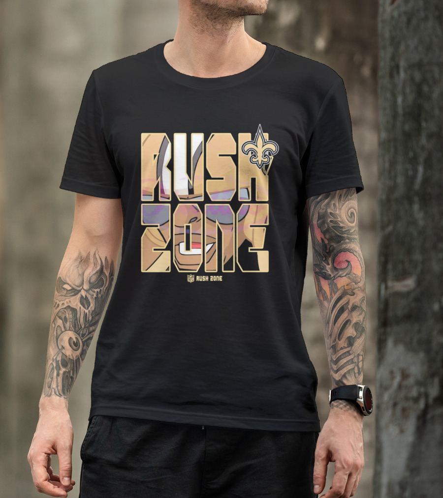 New Orleans Saints Rush Zone NFL Cartoon Fleur-de-Lis T-Shirt