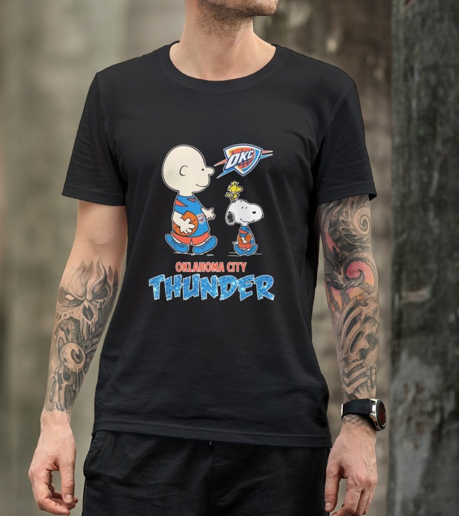 Oklahoma City Thunder Peanuts Snoopy 2025 OKC Basketball Woodstock T-Shirt