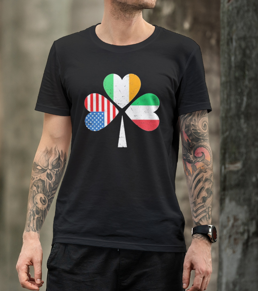 PatrickS Day Clover Ireland USA Italy Flag Trio T-Shirt