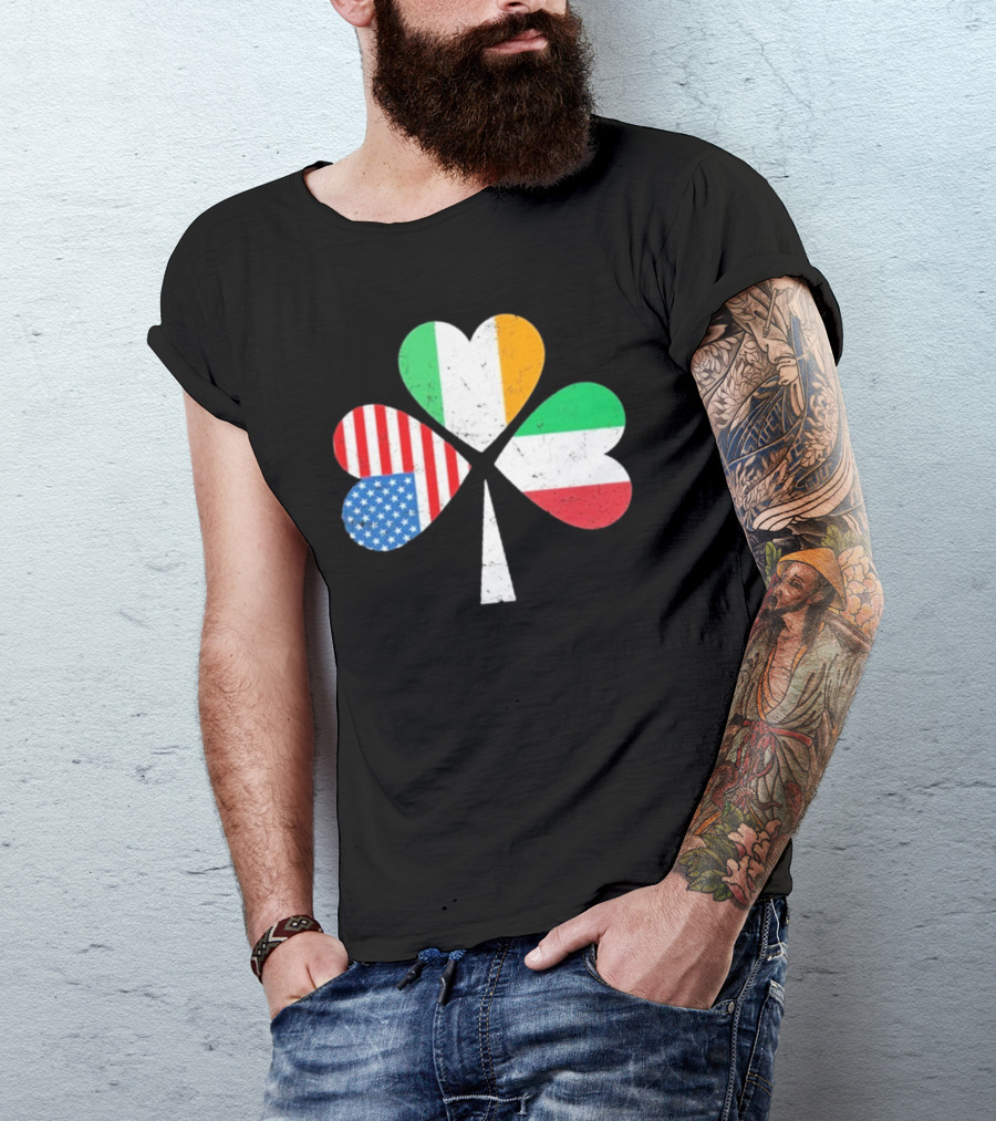 PatrickS Day Clover Ireland USA Italy Flag Trio T-Shirt
