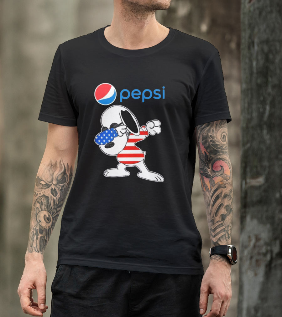 Pepsi Snoopy Dabbing American Flag USA T-Shirt