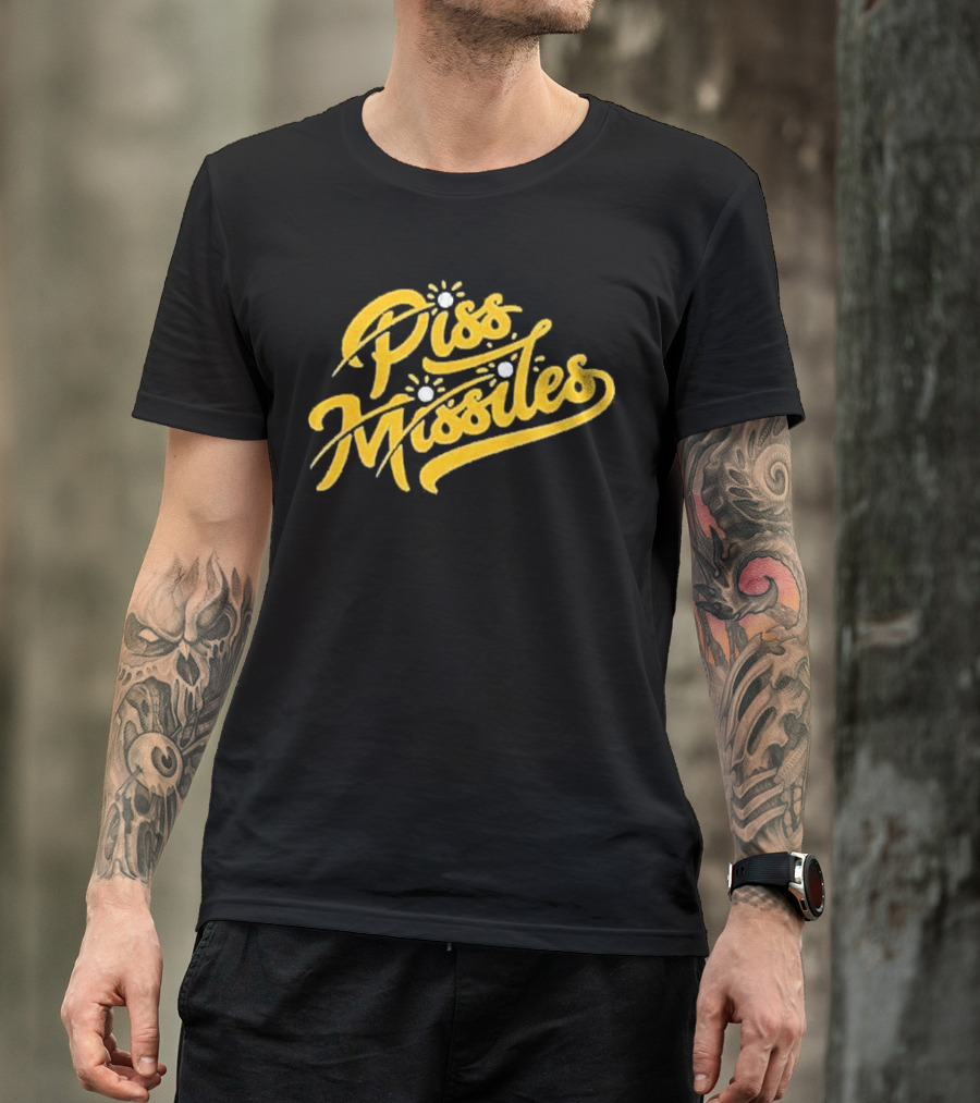 Piss Missiles Baseball Text Style With Splash Effects T-Shirt