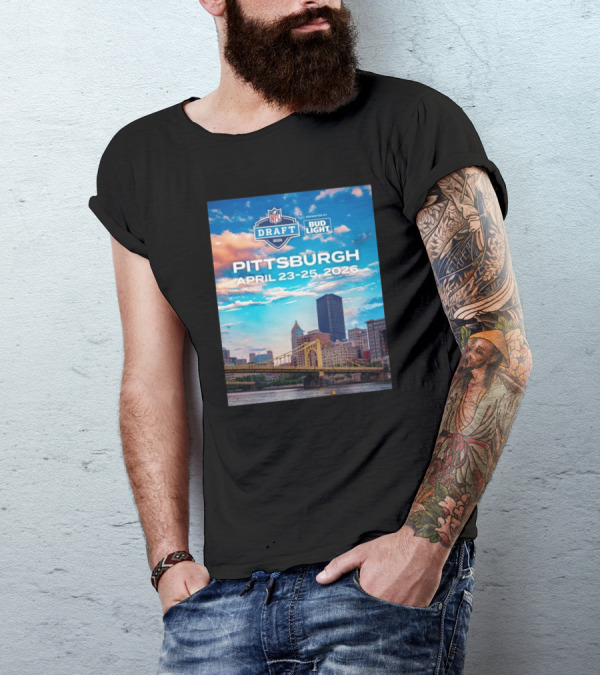 Pittsburgh NFL Draft 2026 April 23-25 Event Bud Light Sponsorship Skyline T-Shirt