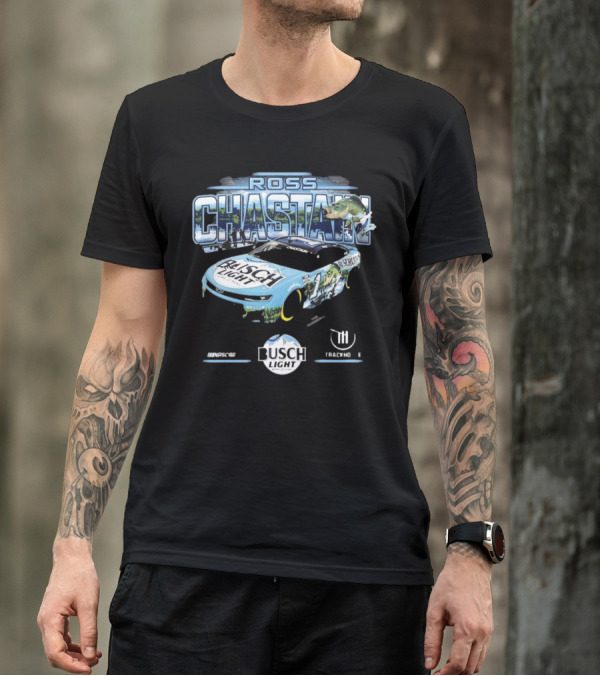 Ross Chastain Busch Light Trackhouse Racing Team Bass Car T-Shirt