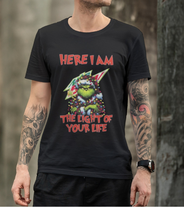 Here I Am Mountain Dew Grinch The Light Of Your Life Christmas Lights T-Shirt