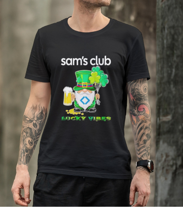 Sam’s Club Lucky Vibes St Patrick’s Day Gnomes Beer Shamrock T-Shirt