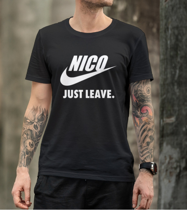 Nico Just Leave Swoosh Parody T-Shirt