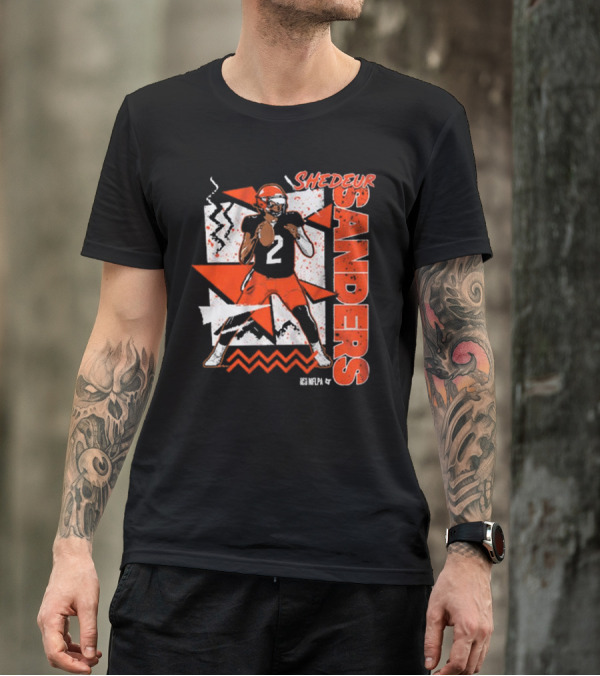 Shedeur Sanders 90s Style Retro Football Illustration T-Shirt