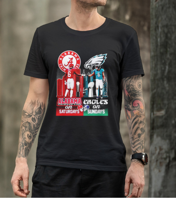 Alabama Crimson Tide Saturdays And Philadelphia Eagles Sundays Smith T-Shirt