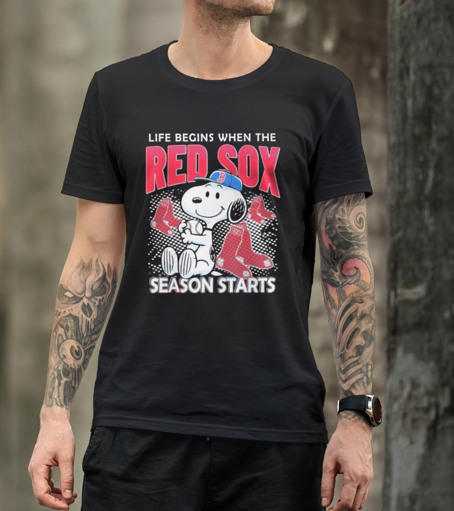 Snoopy Life Begins When The Red Sox Season Starts T-Shirt
