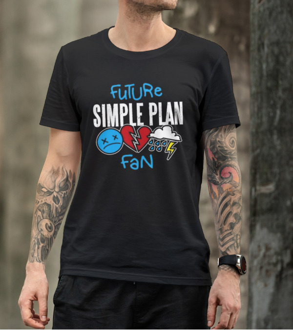 Future Simple Plan Fan With Emojis Of Heart And Lightning Cloud T-Shirt