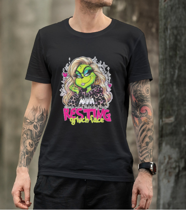 Single Mama Resting Grinch Face With Blonde Hair And Hearts T-Shirt