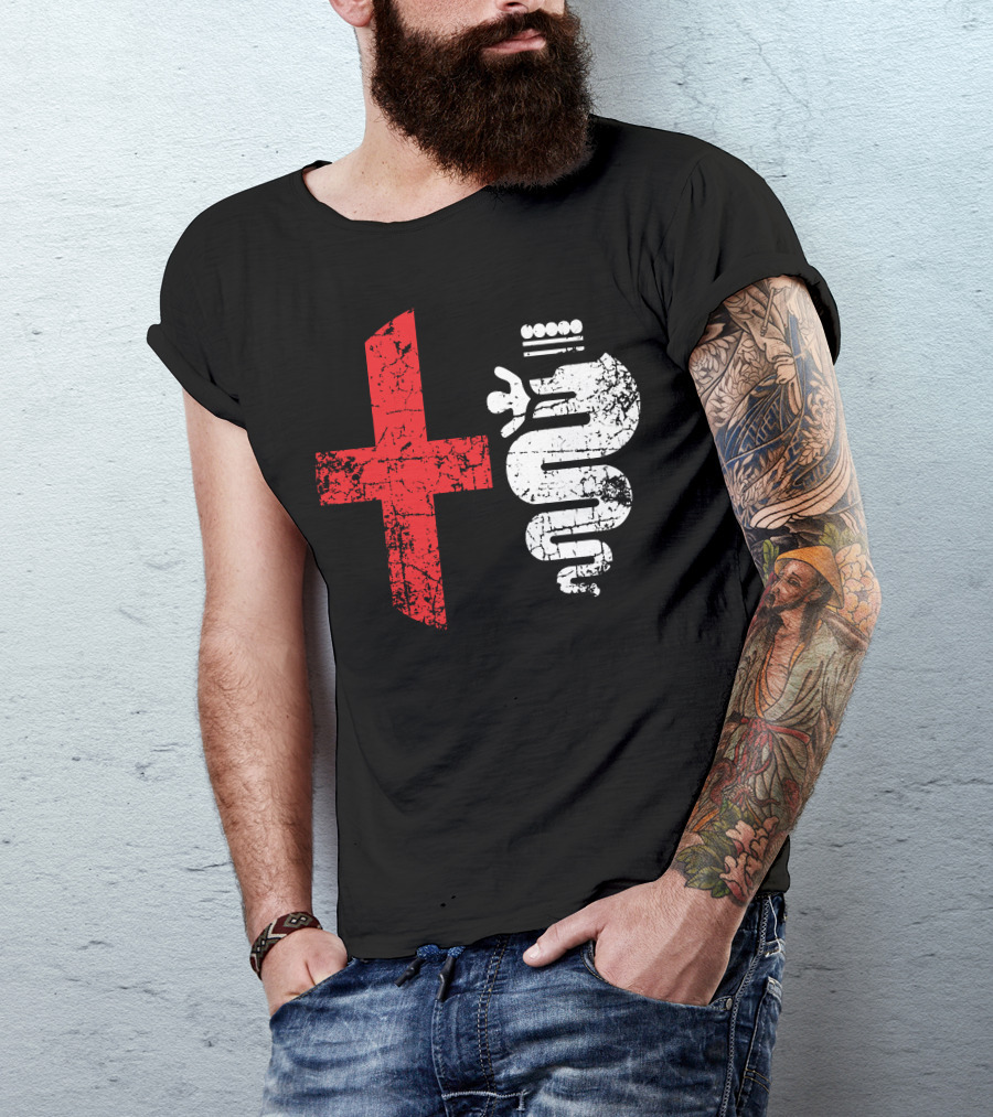 Alfa Car Drivers Stylish Grunge Red Cross Serpent T-Shirt