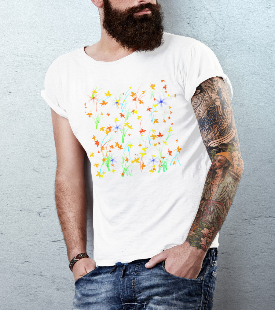 M #019 Colorful Autumn Leaves And Grass T-Shirt