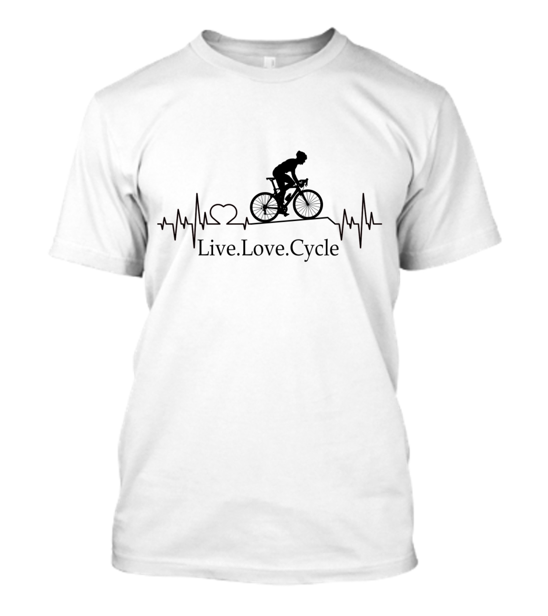 Live Love Cycle Heartbeat Silhouette With Bike Rider T-Shirt