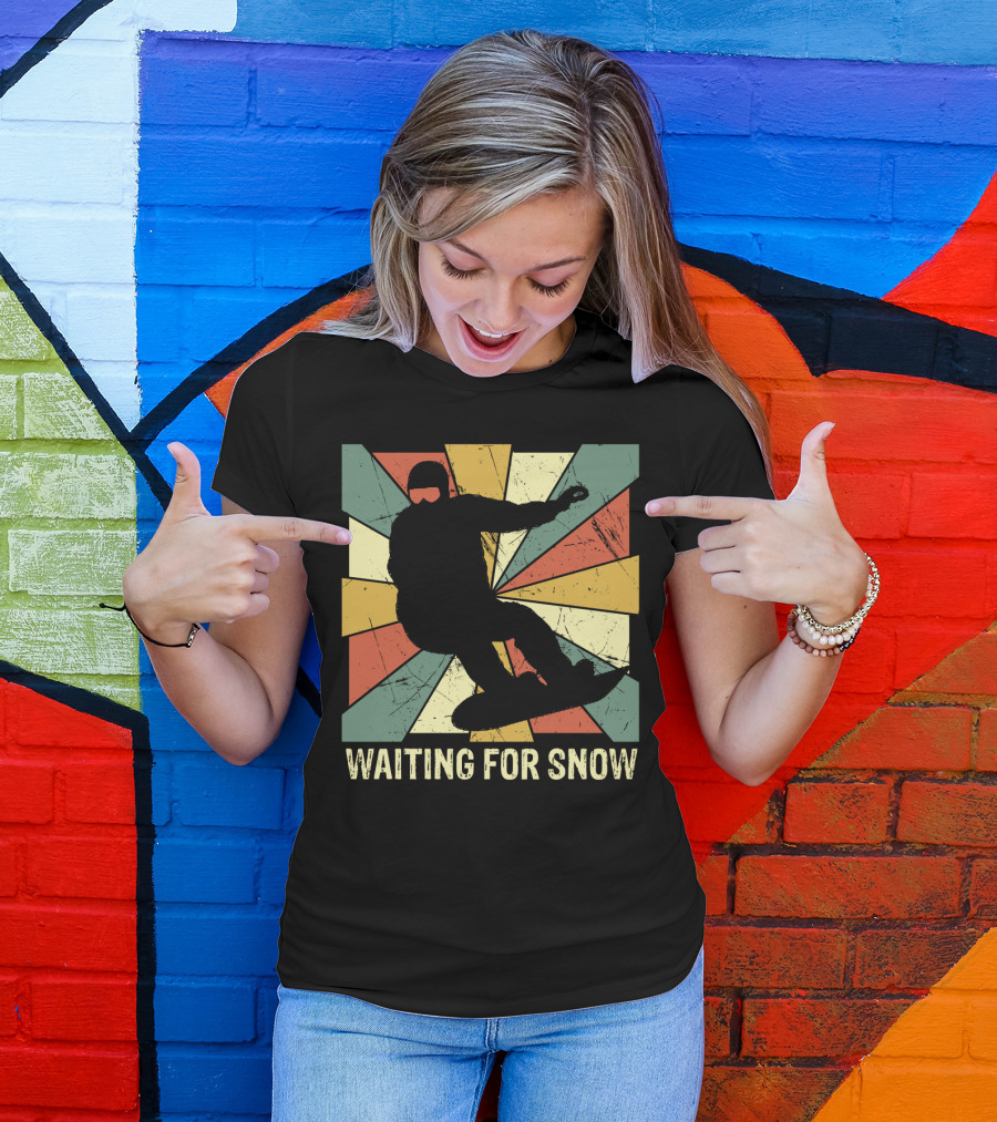 Waiting For Snow Vintage Snowboarding T-Shirt