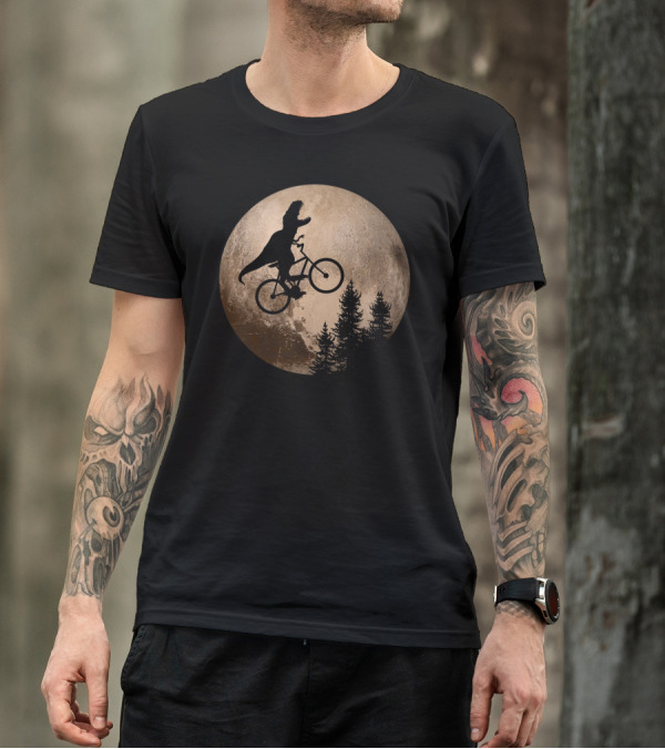 T Rex Riding A Bicycle Across Pluto T-Shirt