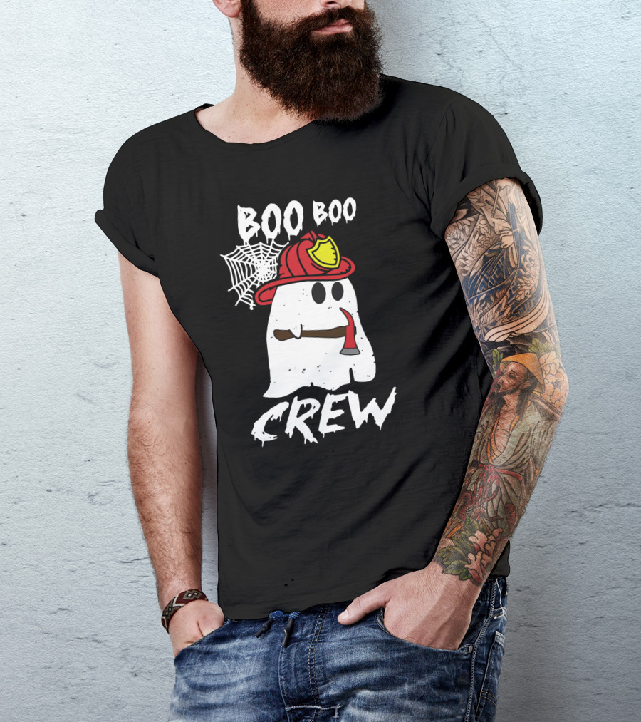 Boo Boo Firefighter Crew Ghost With Axe And Helmet T-Shirt