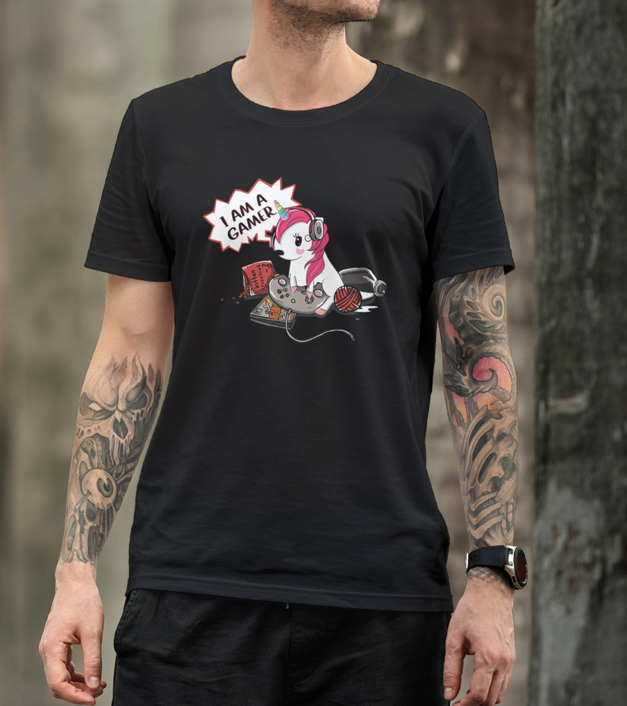 I Am A Gamer Unicorn Headset Controller Fantasy Adventure T-Shirt