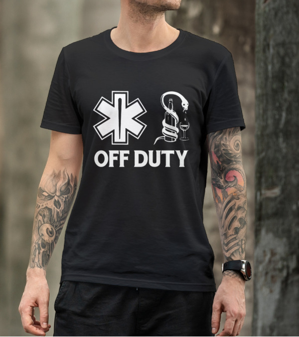 EMT Off Duty Symbol With Wine And Snake T-Shirt
