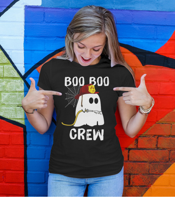 Boo Boo Crew Ghost Firefighter Web Badge T-Shirt