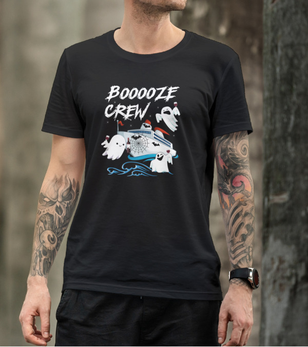 BOOOOZE CREW Ghosts Cruising With Wine On A Spooky Boat T-Shirt